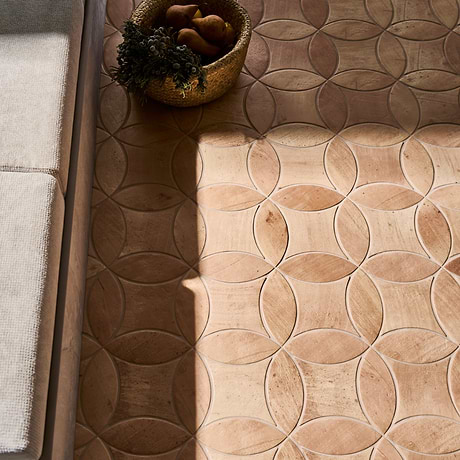 Raval Peach Terracotta 3x8 Petal and 6x6 Kite Matte Porcelain Tile