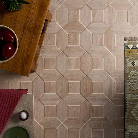Morocco Oak Beige 4x8 Picket and 4x4 Square Matte Porcelain Tile