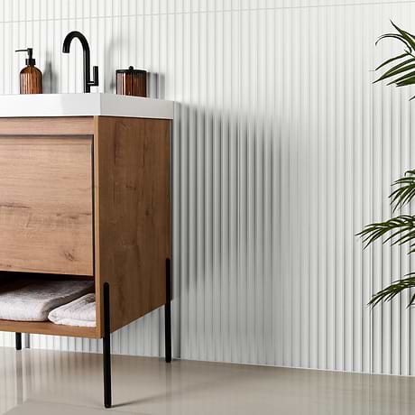 Plaster Fluted White 18x48 3D Matte Ceramic Tile