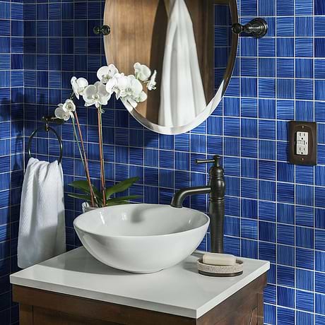 Bimini Cobalt Blue 3x3 Polished Glass Mosaic