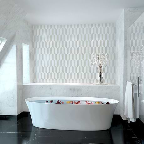 Altos Gray Fish Scale Polished Marble & Mirror Mosaic