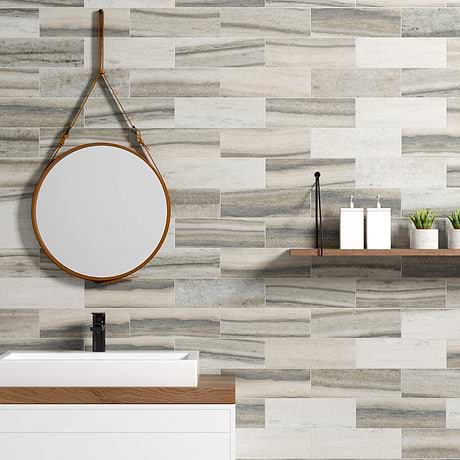 Skyline Gray 4x12 Honed Marble Tile