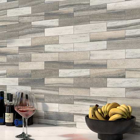 Skyline Gray 3x12 Honed Marble Tile