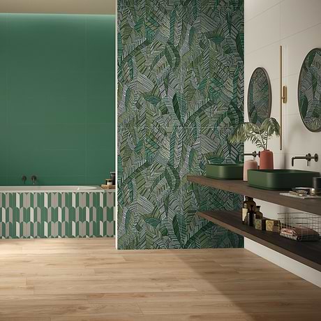 Monet Wild Atelier Green 24x48 Artisan Decor Matte Porcelain Wall Tile
