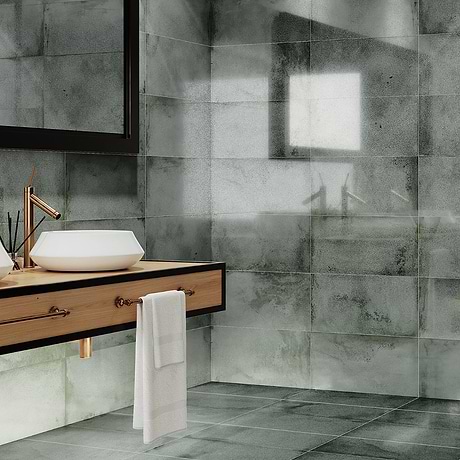 Flatiron Aquamarine Green 12x24 Semi-Polished Porcelain Tile By Angela Harris