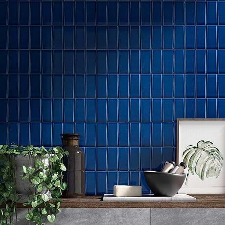 Colorplay Steps Nautical Blue 4.5x18 3D Crackled Glossy Ceramic Tile