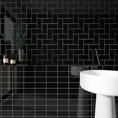 Park Hill Black 3X6 Polished Porcelain Subway Tile