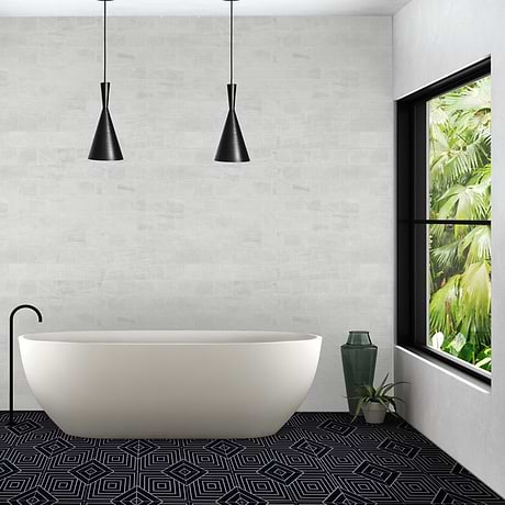 B2W Black & White Line Negative 8x8 Matte Porcelain Tile