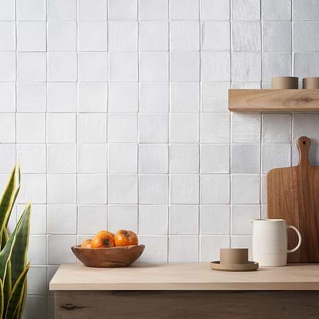 Emery White 4x4 Square Handmade Crackled Glossy Terracotta Tile