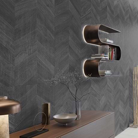 Kenridge Chevron Black 24x48 Wood Look Matte Porcelain Tile