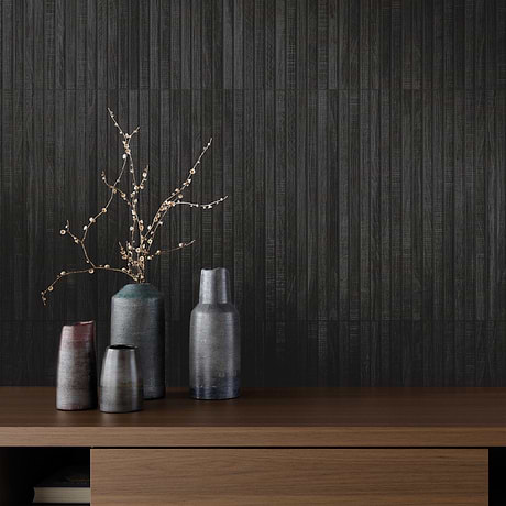 Kenridge Ribbon Black 24x48 Wood Look Matte Fluted Porcelain Tile