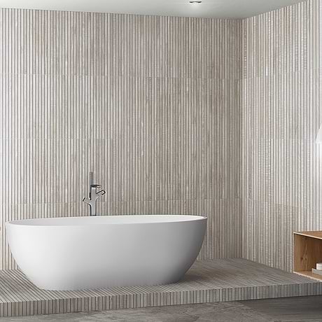 Kenridge Ribbon Gray 24x48 Wood Look Matte Fluted Porcelain Tile
