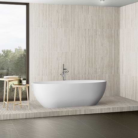 Kenridge Ribbon White 24x48 Wood Look Matte Fluted Porcelain Tile