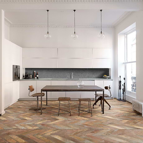 Sculpt Cotto Brown 24x48 Chevron Natural Porcelain Tile