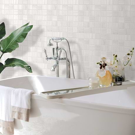 Nashville White 2x2 Travertine Look Matte Porcelain Mosaic