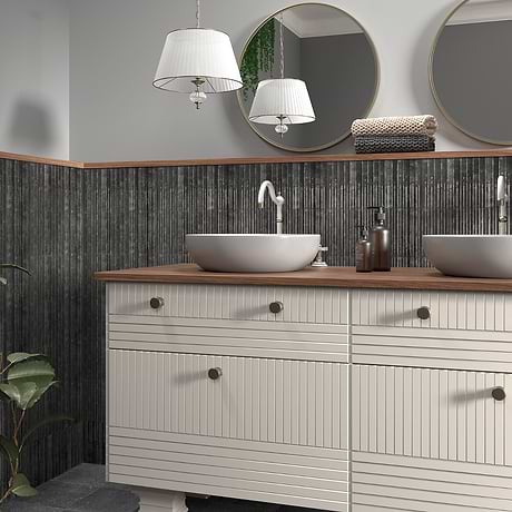 Curve Black Fluted 6x12 3D Glossy Ceramic Tile