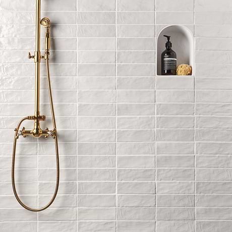 Montauk Gin White 2x8 Mixed Finish Ceramic Subway Tile