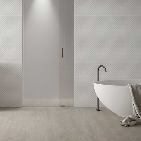 Reverb Pillowed White 12x36 3D Glossy Ceramic Tile