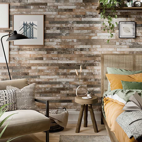 English Brick Industrial Red  Mix 2x18 Matte Porcelain Tile