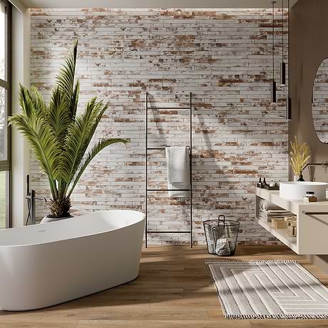 English Brick White 2x18 Matte Porcelain Tile