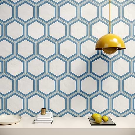 Ava Deco Ocean Cielo Blue 8" Hexagon Matte Porcelain Tile