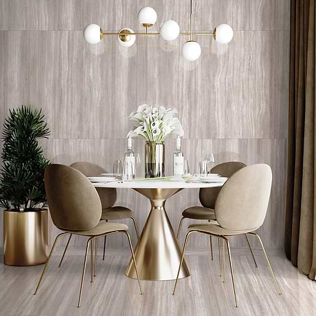Nashville Taupe Beige 24x48 Travertine Look Polished Porcelain Tile