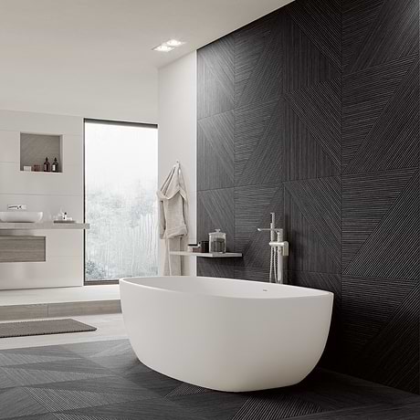 Enso Charcoal Black 24x48 Ribbed Matte Fluted Porcelain Wood Look Tile