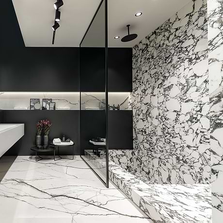 Drama Pebble Black & White 24x48 Polished Porcelain Tile