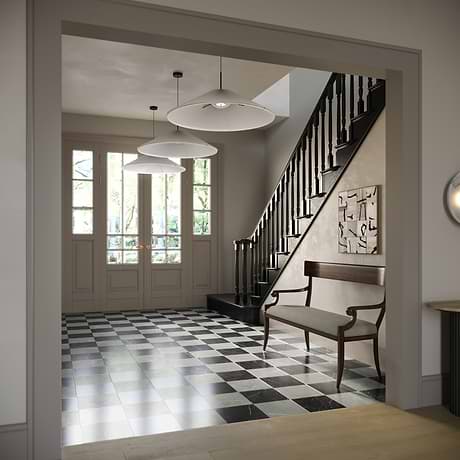 Fortunato Amani Gray and Nero Marquina Black 12x12 Polished Porcelain Checkerboard Tile