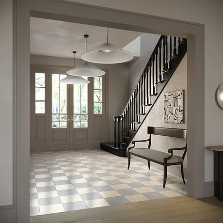 Fortunato Marfil Beige and Amani Gray 12x12 Polished Porcelain Checkerboard Tile