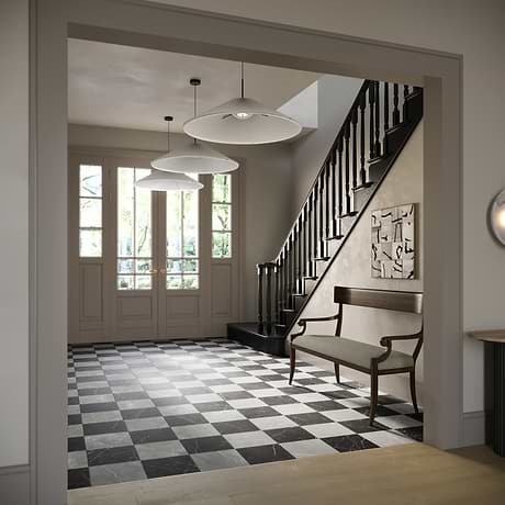 Fortunato Amani Gray and Nero Marquina Black 12x12 Matte Porcelain Checkerboard Tile