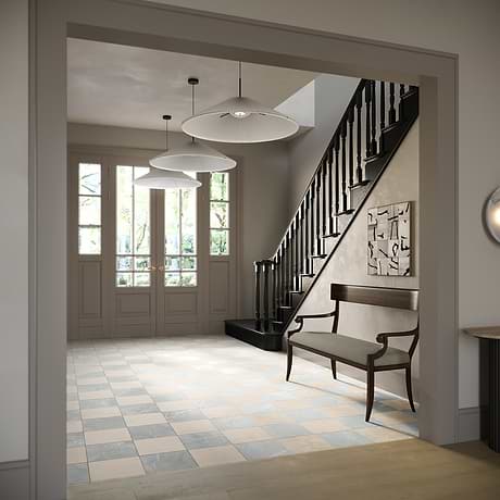 Fortunato Marfil Beige and Amani Gray 12x12 Matte Porcelain Checkerboard Tile