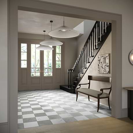Fortunato Amani Gray and Calacatta White 12x12 Matte Porcelain Checkerboard Tile
