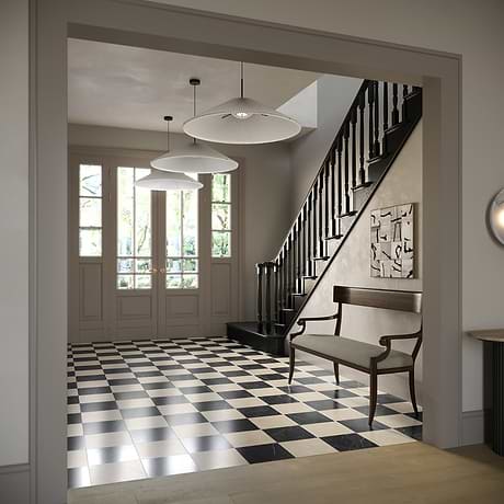 Fortunato Marfil Beige and Nero Marquina Black 12x12 Polished Porcelain Checkerboard Tile