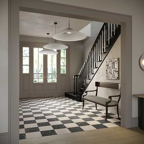 Fortunato Marfil Beige and Nero Marquina Black 12x12 Matte Porcelain Checkerboard Tile