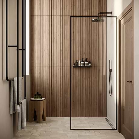 Nobu Ribbon Roble Brown 24x48 Wood Look Matte Fluted Porcelain Tile