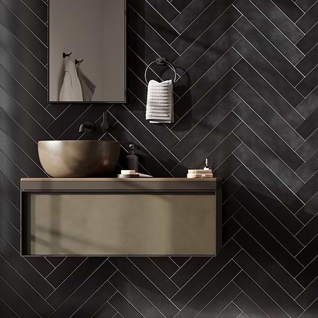 Cavallo Overcast Black 3X18 Glazed Porcelain Subway Tile