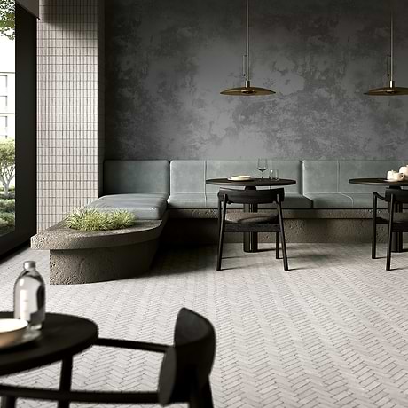 Brixon Chalk White 1.5x4 Herringbone Matte Porcelain Mosaic Tile