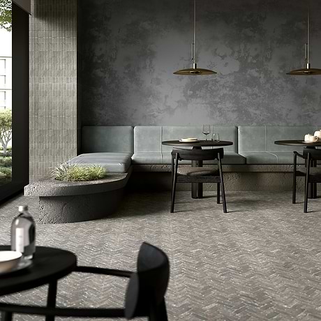 Brixon Seawater Gray 1.5x4 Herringbone Matte Porcelain Mosaic Tile