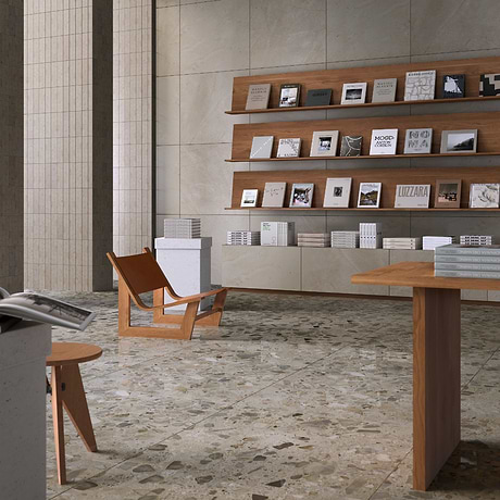 Piccoli Grande Warm Gray 36x36 Terrazzo Look Semi-Polished Porcelain Tile