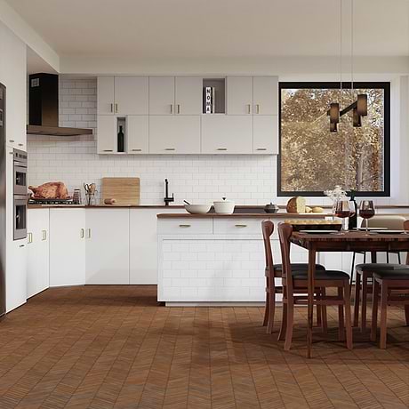 Eternal Oak Brown Chevron Matte Porcelain Mosaic