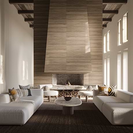 Nobu Ribbon Almond Brown 24x48 Wood Look Matte Fluted Porcelain Tile
