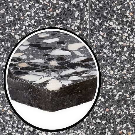 True Terrazzo Domino Gray 16x16 Polished Terrazzo Tile