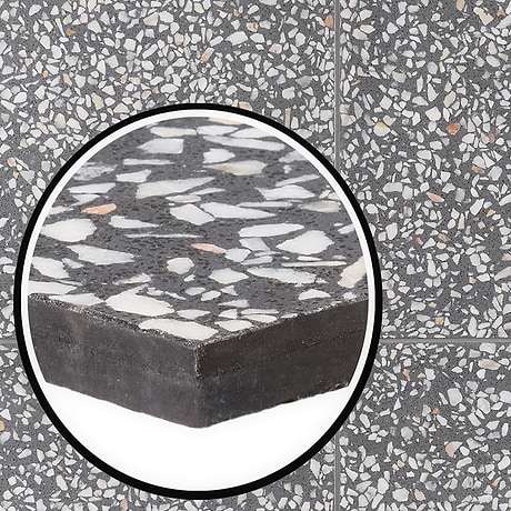 True Terrazzo Porfido Gray 16x16 Polished Terrazzo Tile