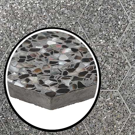 Reef Gray 8" Hexagon Polished Pearl Terrazzo Tile