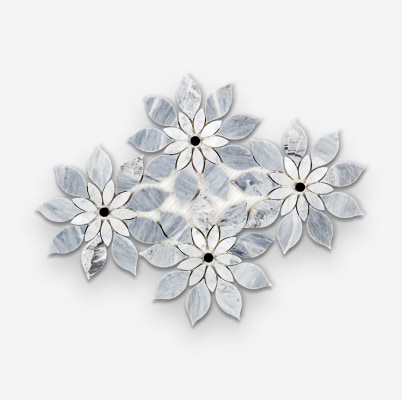 Wildflower Gray Note Bardiglio and Carrara Mosaic