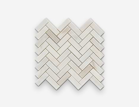 Alaska White 1x3" Herringbone mosaic