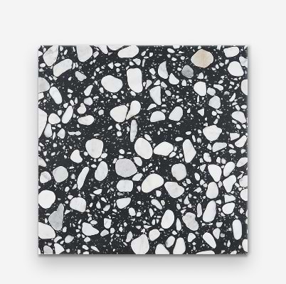 Terrazzo Italy Sacra Nero Black & White 24x24