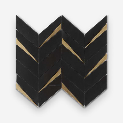 Vara Nero Polished Marble and Brass Mosaic