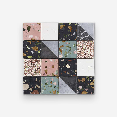 Artem Lark Multicolor 3x3 Marble and Terrazzo Mosaic